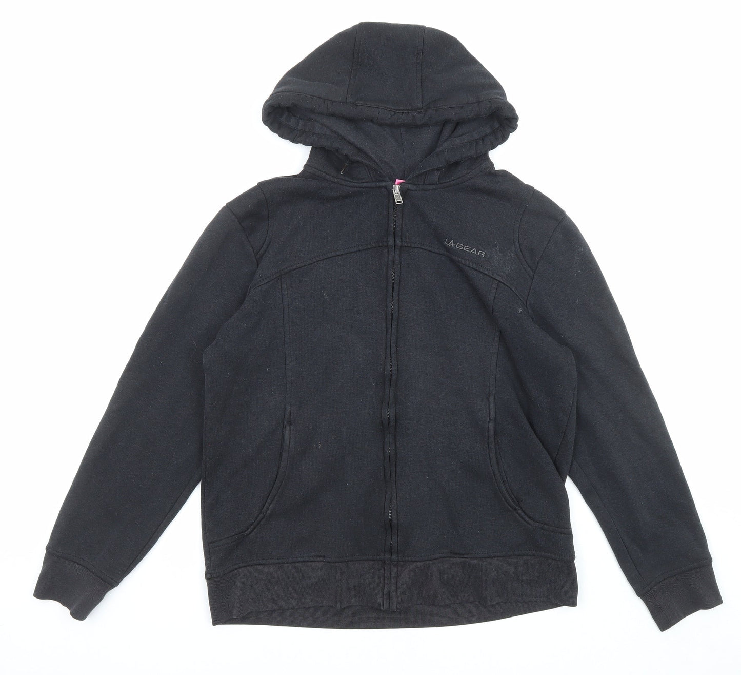 LA Gear Womens Black Polyester Full Zip Hoodie Size 10 Zip
