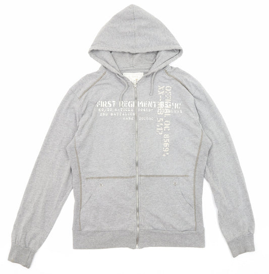 O Club Womens Grey Cotton Full Zip Hoodie Size L Zip