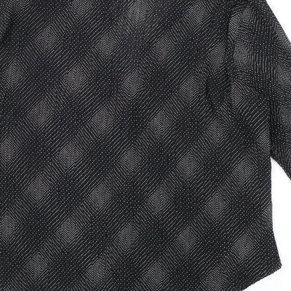Marks & Spencer Womens Black Geometric Polyester Basic Button-Up Size 12 Collared