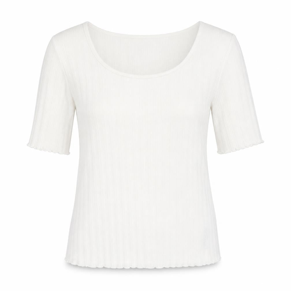 Topshop Womens White Polyester Basic T-Shirt Size 8 Round Neck
