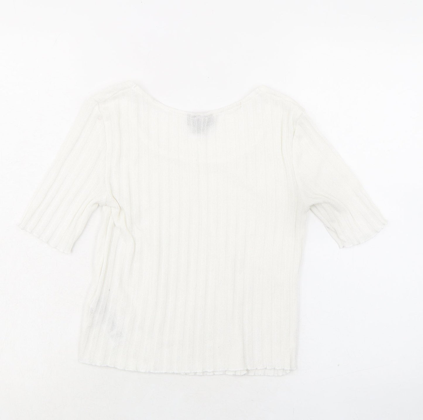 Topshop Womens White Polyester Basic T-Shirt Size 8 Round Neck