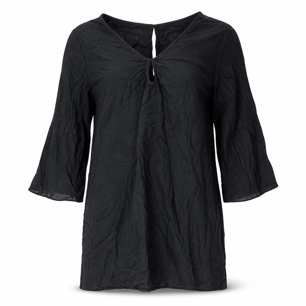 Marks & Spencer Womens Black Flax A-Line Size M V-Neck Pullover