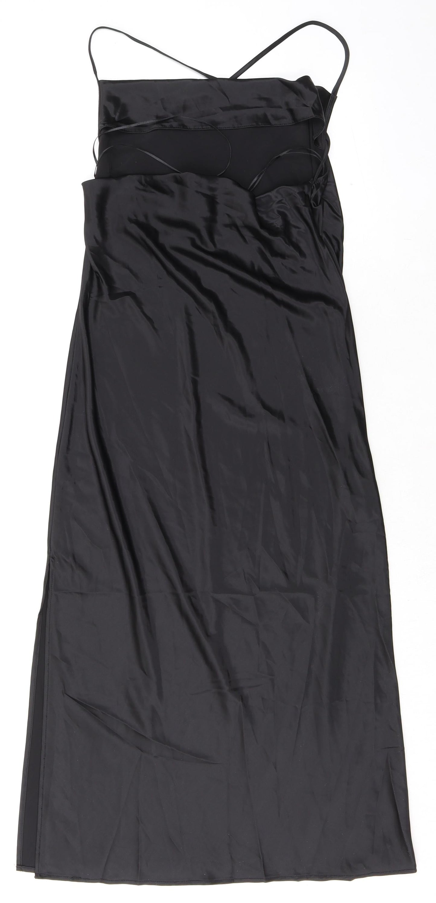 Divided by H&M Womens Black Polyester Slip Dress Size 8 Cowl Neck Pullover - Open Back