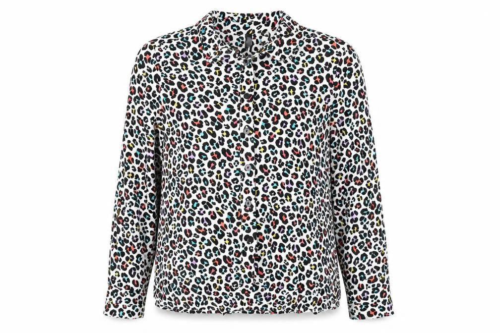 Divided by H&M Womens Multicoloured Animal Print Viscose Basic Button-Up Size 8 Collared - Leopard Print