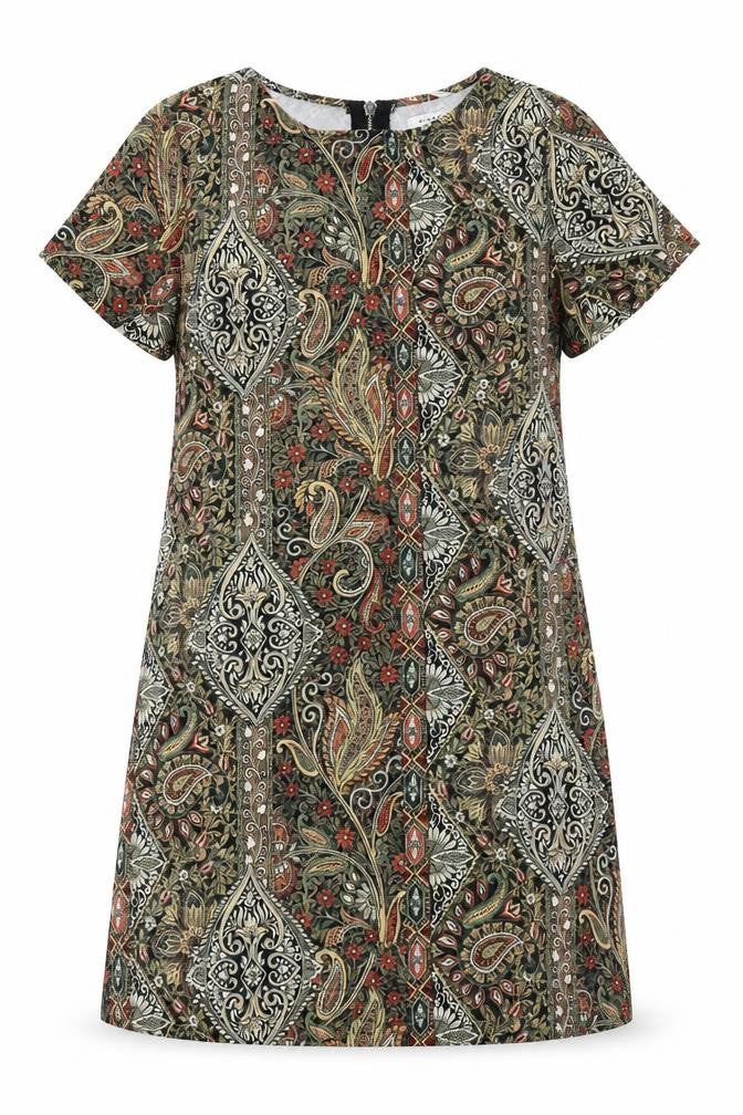 Glamorous Womens Multicoloured Geometric Polyester A-Line Size S Round Neck Zip