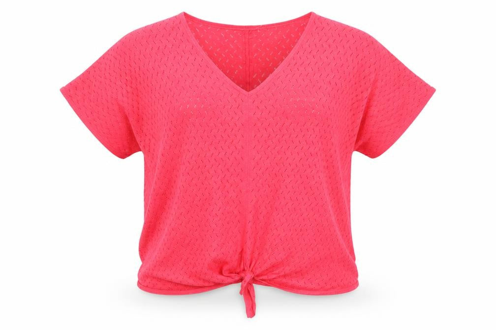 Bonmarché Womens Pink Nylon Basic Blouse Size M V-Neck
