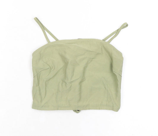 Narrated Womens Green Polyester Cropped Tank Size 2XS Square Neck