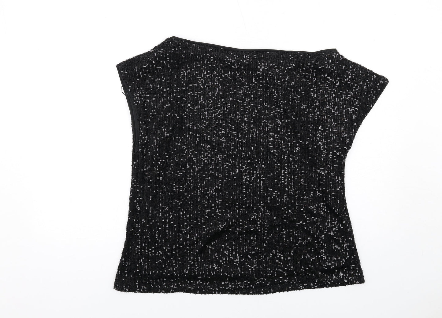 Lipsy Womens Black Polyester Basic Blouse Size 14 Boat Neck