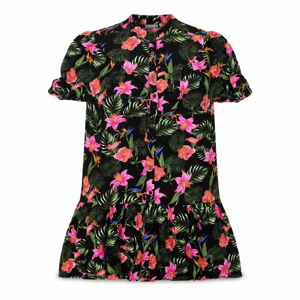 Dorothy Perkins Womens Multicoloured Floral Viscose Shift Size 10 Round Neck Button