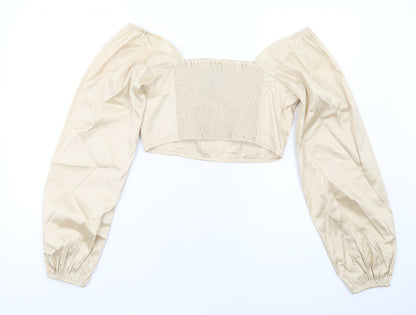 Collusion Womens Ivory Polyester Cropped Blouse Size 10 Square Neck