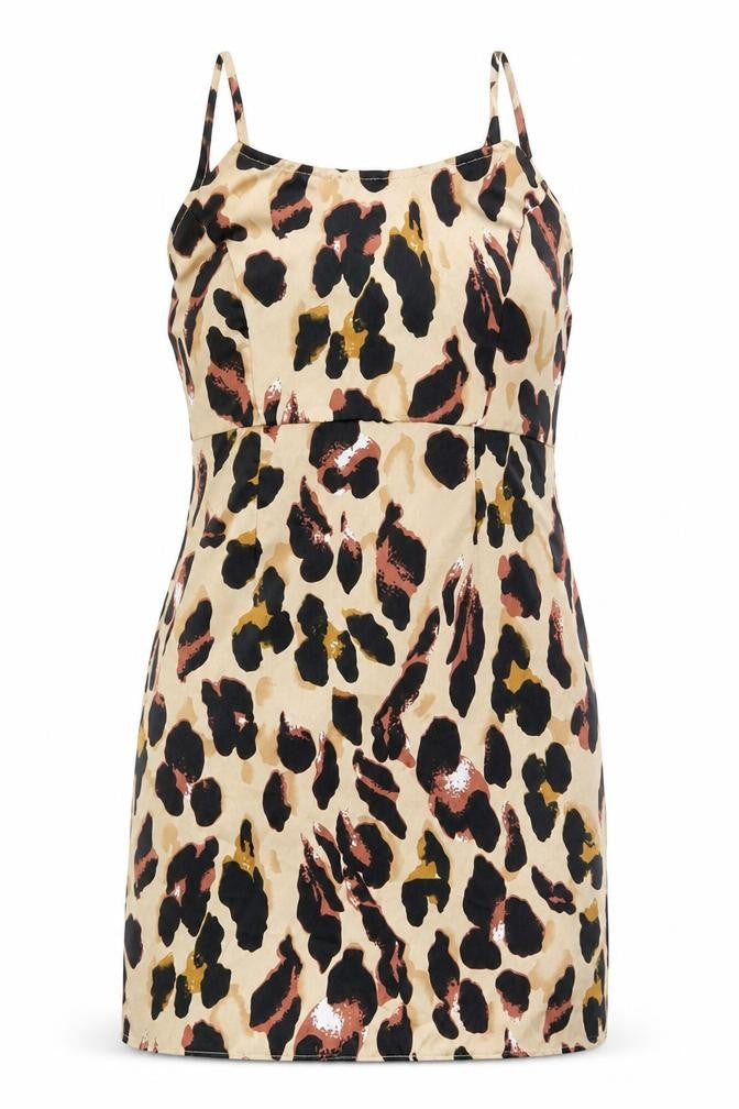 PRETTYLITTLETHING Womens Brown Animal Print Polyester Mini Size 6 Round Neck Zip