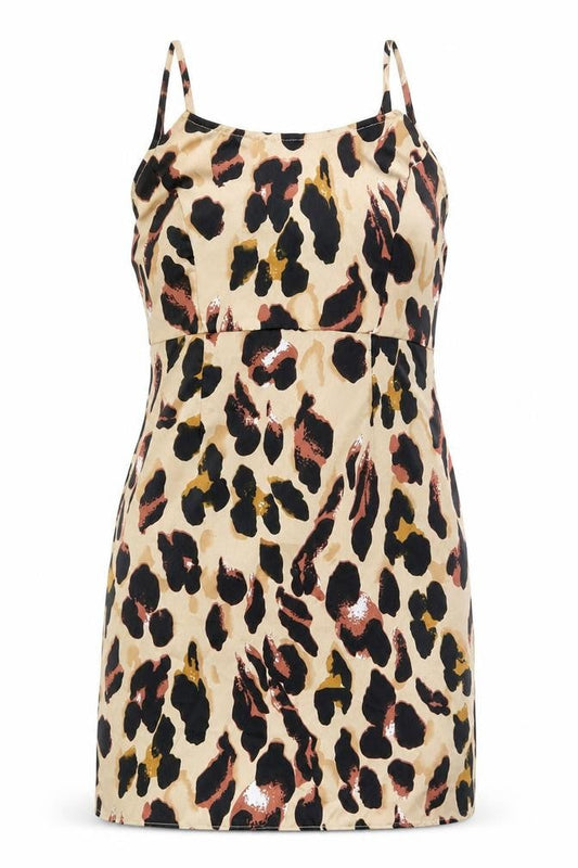 PRETTYLITTLETHING Womens Brown Animal Print Polyester Mini Size 6 Round Neck Zip