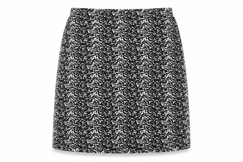 Marks & Spencer Womens Black Geometric Polyester A-Line Skirt Size 14