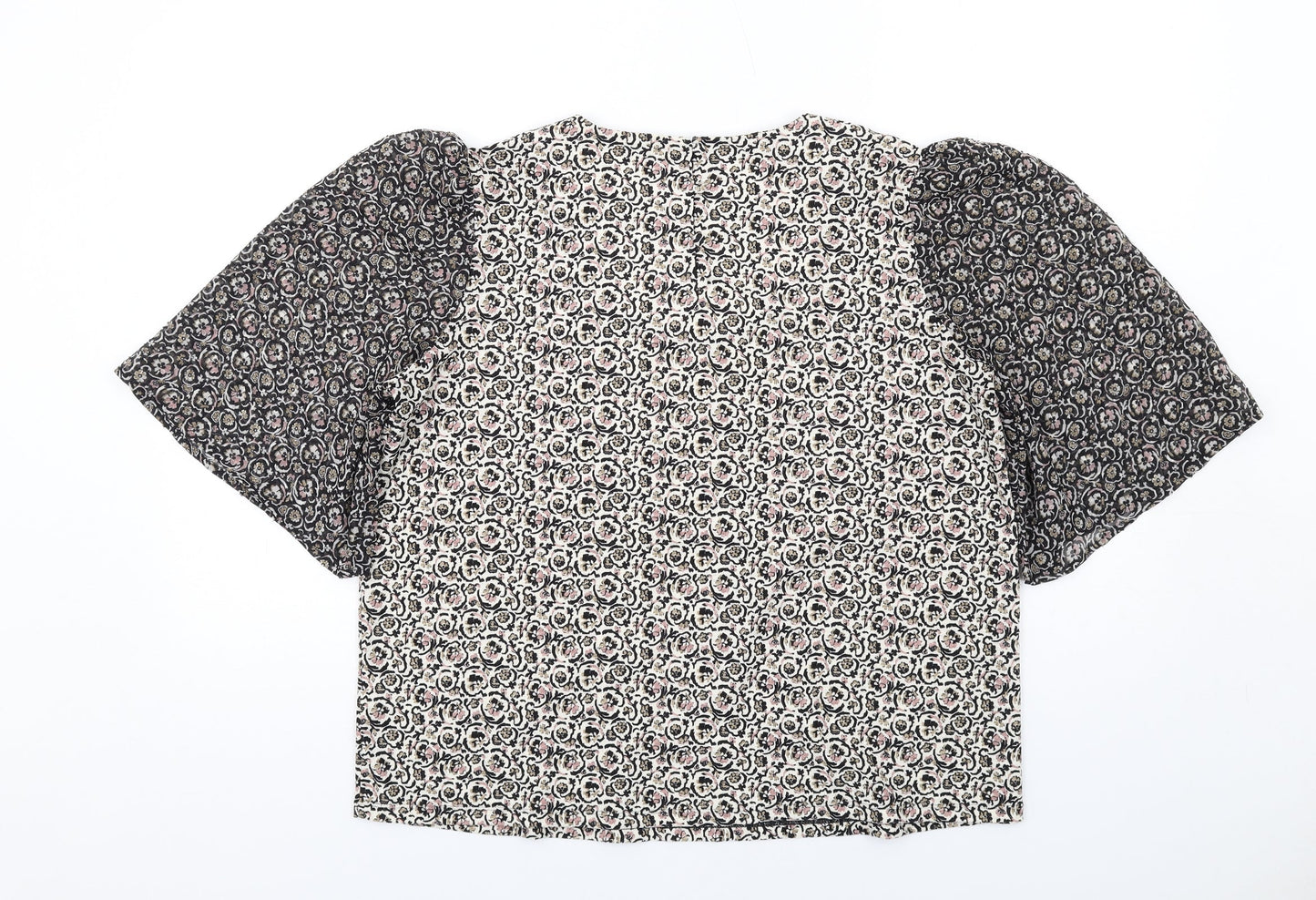NEXT Womens Multicoloured Geometric Polyester Basic T-Shirt Size 14 Round Neck