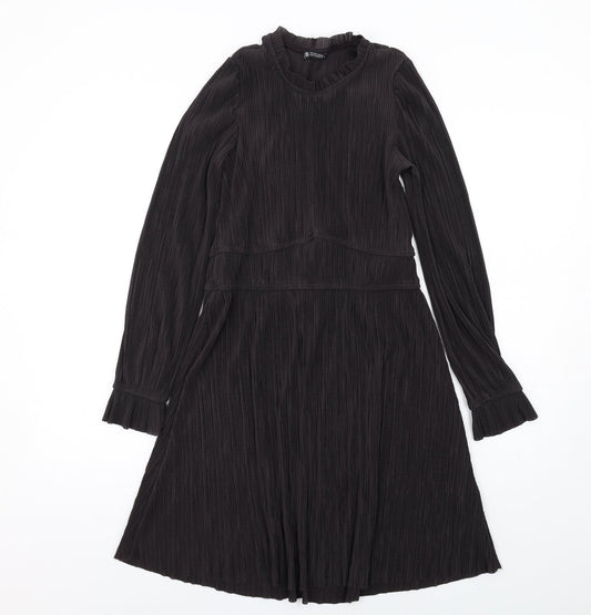 Zara Womens Black Polyester A-Line Size S Round Neck Pullover