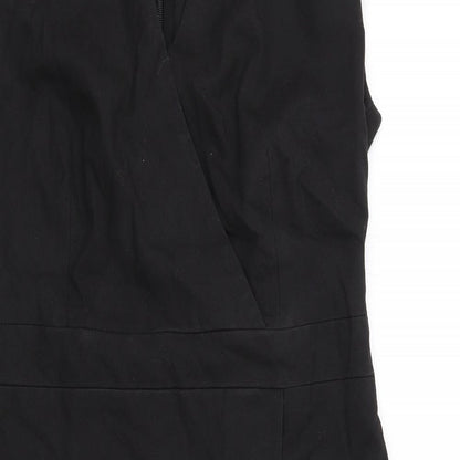 Next Womens Black Patent Leather Shift Size 10 V-Neck Zip