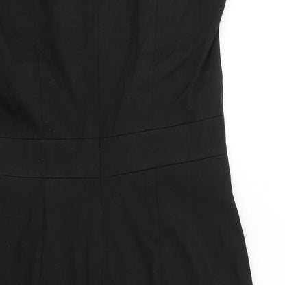 Next Womens Black Patent Leather Shift Size 10 V-Neck Zip