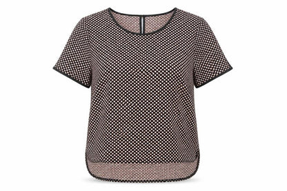 Oasis Womens Black Polka Dot Polyester Basic T-Shirt Size M Round Neck