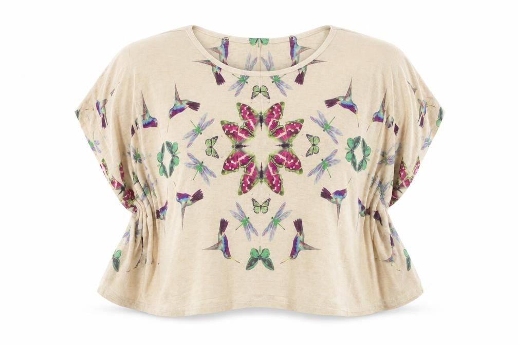 Apricot Womens Beige Geometric Polyester Basic Blouse Size M Round Neck