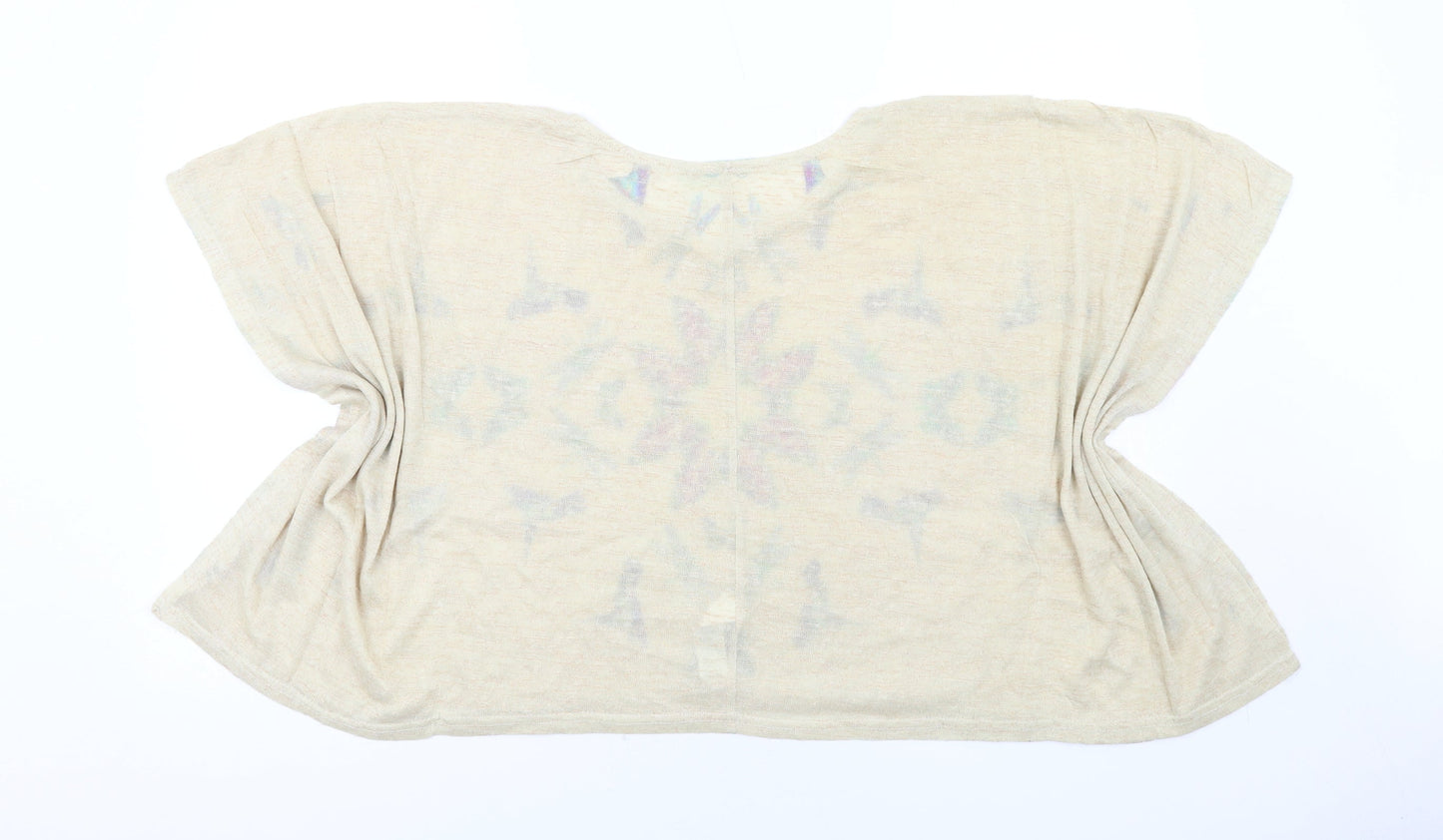 Apricot Womens Beige Geometric Polyester Basic Blouse Size M Round Neck
