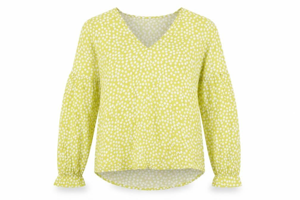 Comma Womens Green Polka Dot Viscose Basic Blouse Size 6 V-Neck
