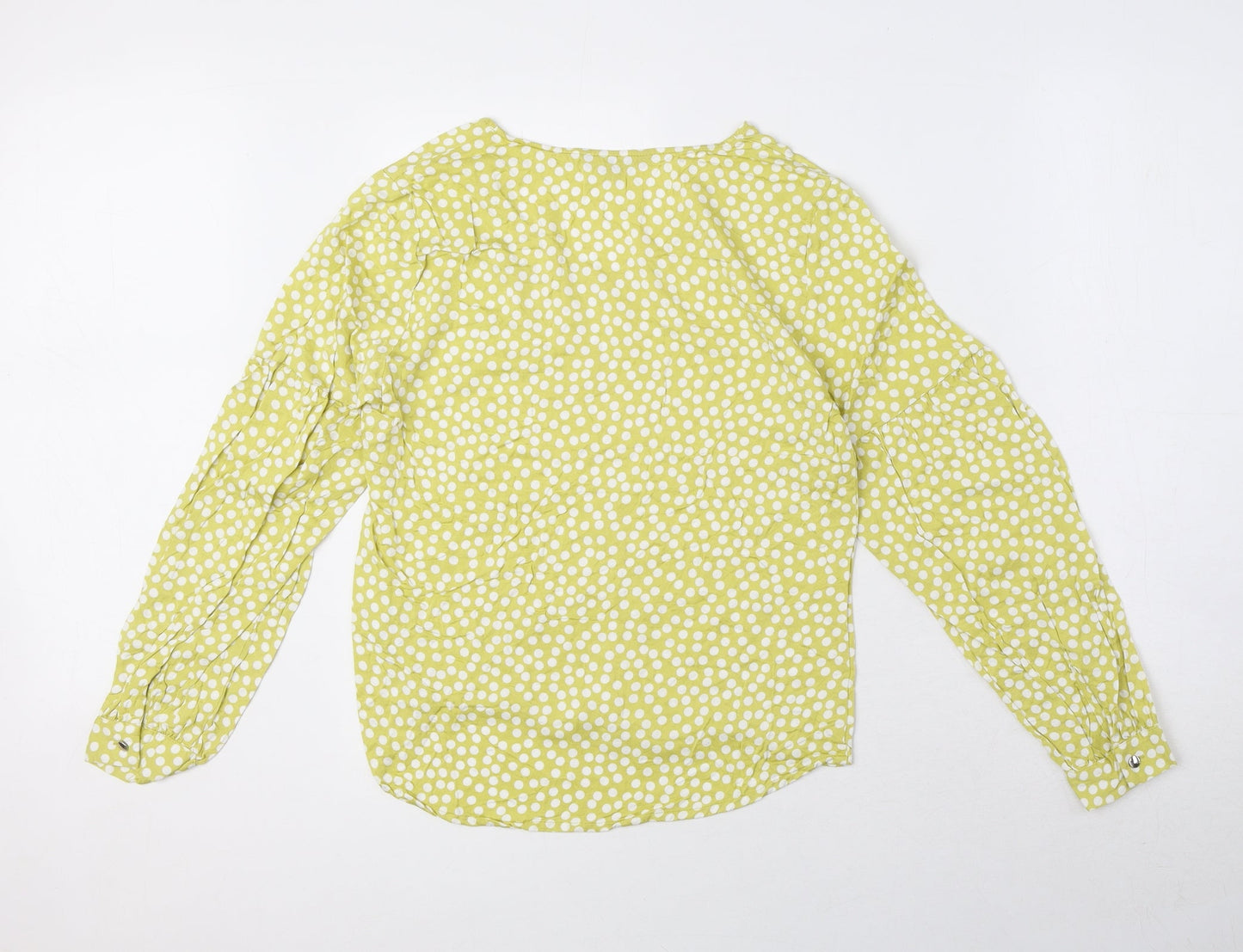 Comma Womens Green Polka Dot Viscose Basic Blouse Size 6 V-Neck