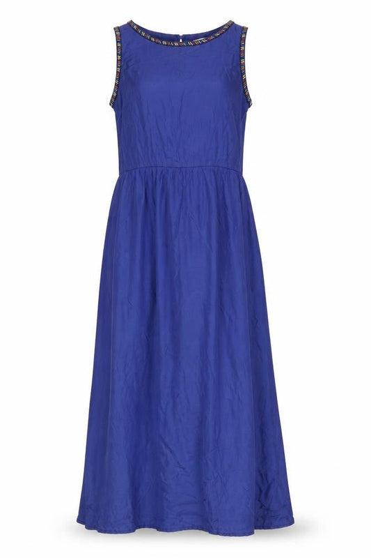 Monsoon Womens Blue Viscose Maxi Size 10 Crew Neck Zip