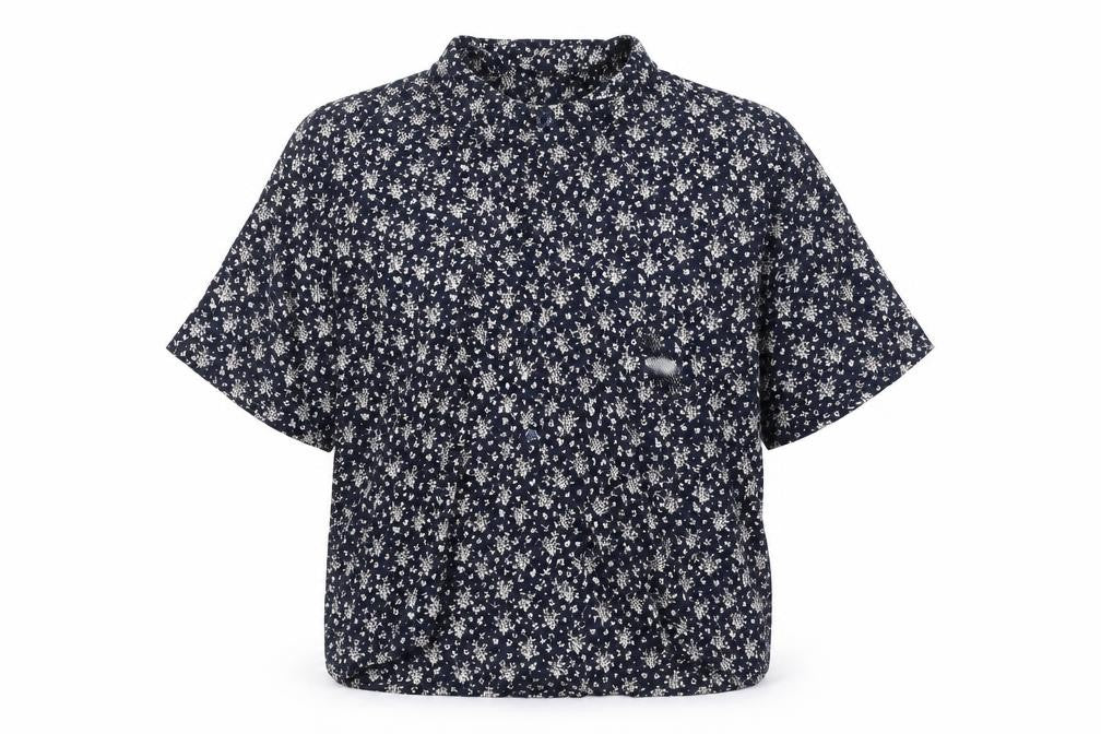 Moments Womens Blue Geometric Viscose Basic Button-Up Size 16 Collared