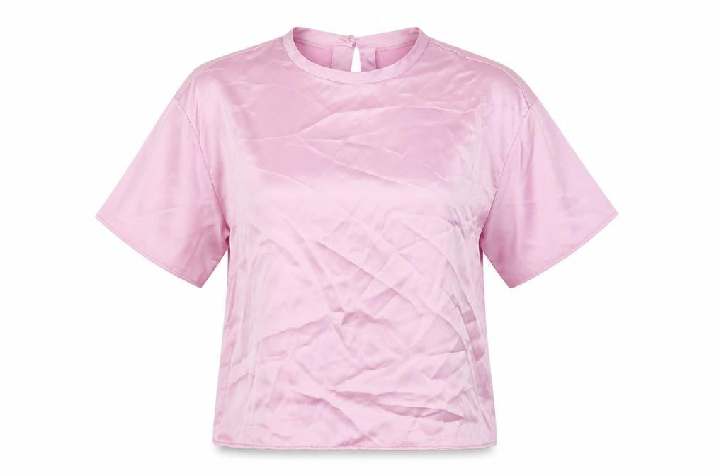 Zara Womens Pink Polyester Basic Blouse Size M Round Neck