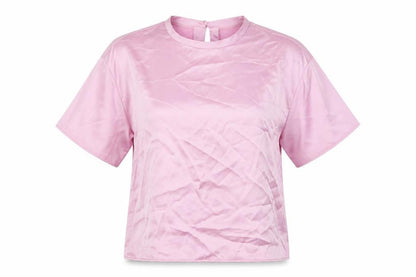 Zara Womens Pink Polyester Basic Blouse Size M Round Neck