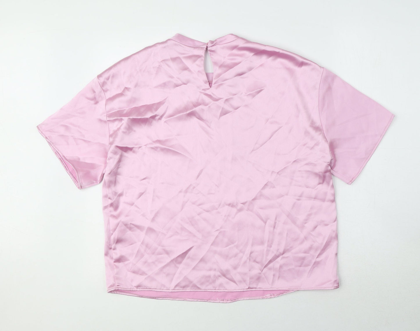Zara Womens Pink Polyester Basic Blouse Size M Round Neck