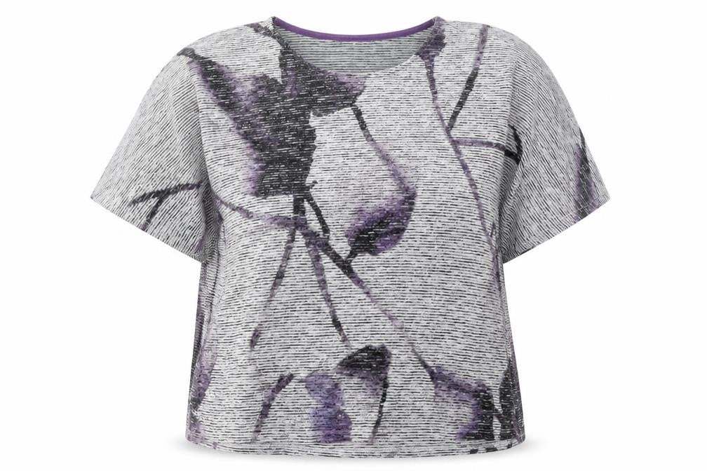 RJR.John Rocha Womens Grey Polyester Jersey Blouse Size 12 Round Neck