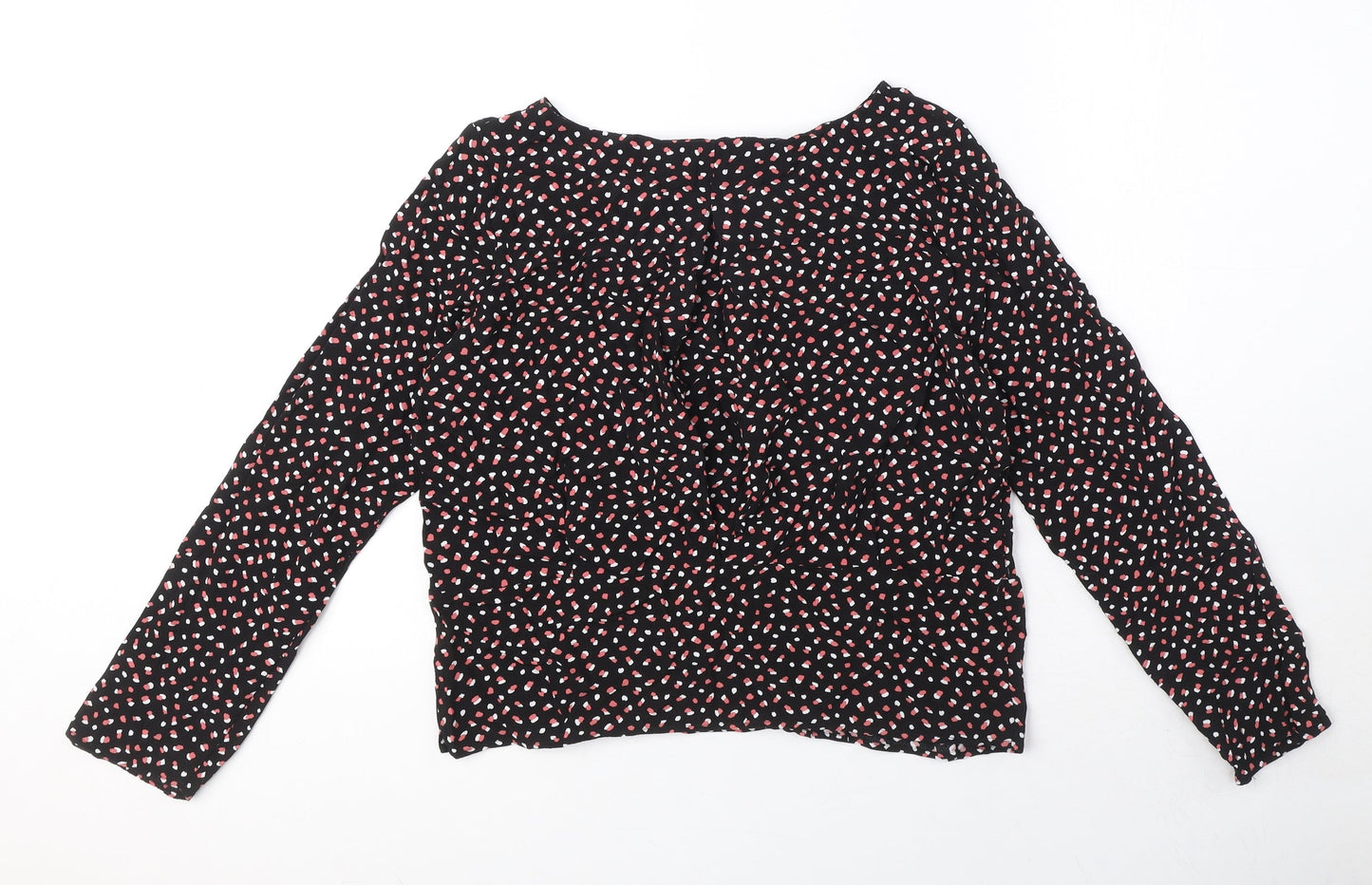 Marks and Spencer Womens Black Polka Dot Viscose Basic Blouse Size 12 Boat Neck