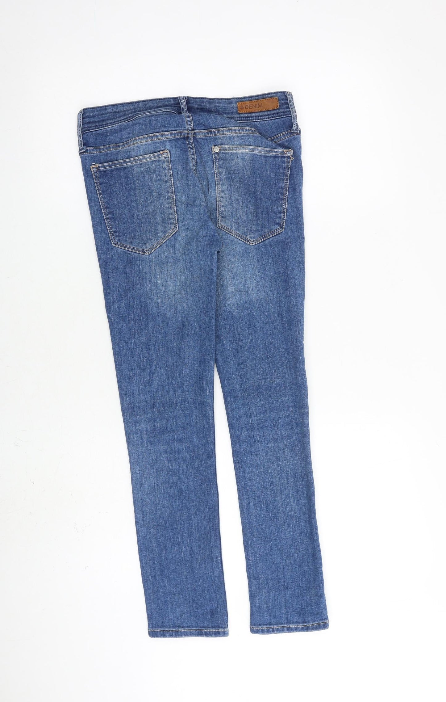 H&M Womens Blue Cotton Straight Jeans Size 27 in L26 in Slim Zip