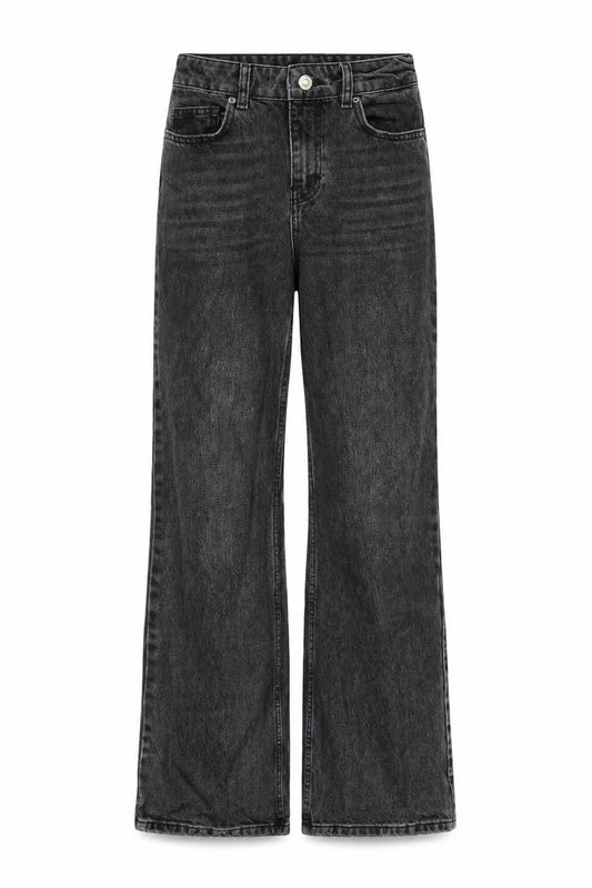 Topshop Womens Grey Cotton Wide-Leg Jeans Size 26 in L30 in Regular Zip