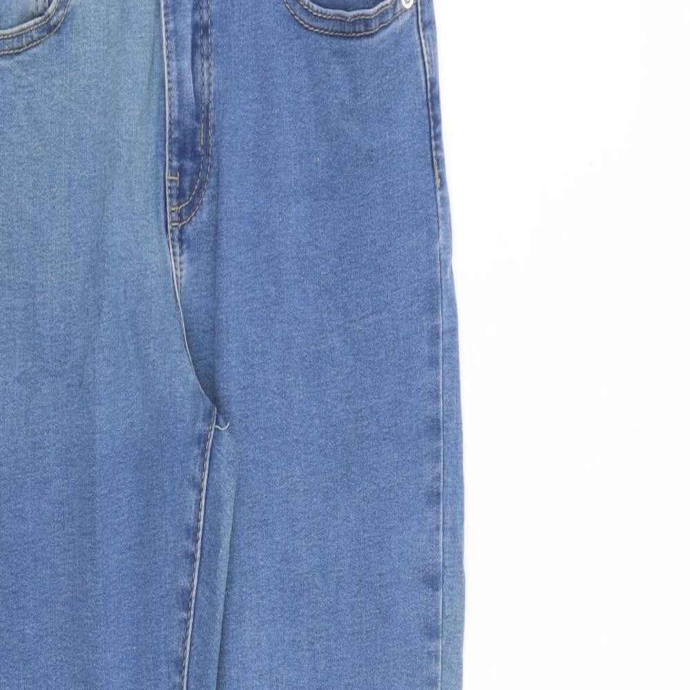 Marks and Spencer Womens Blue Cotton Skinny Jeans Size 10 L28 in Regular Zip