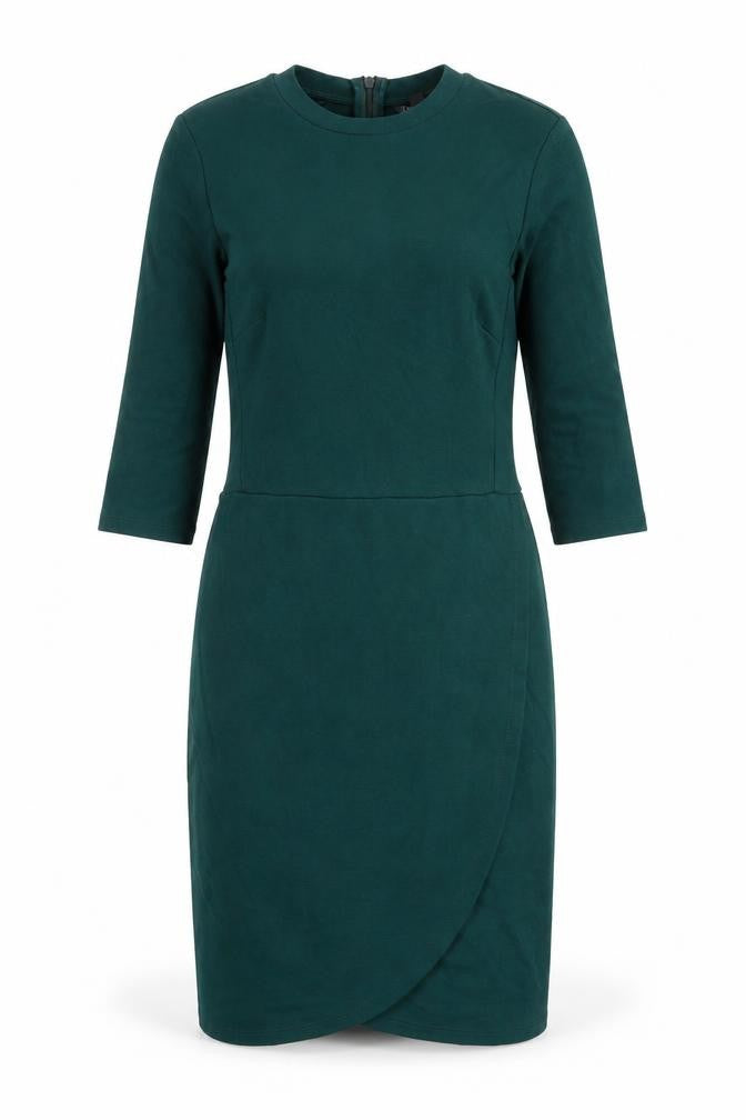 Topshop Womens Green Viscose Shift Size 8 Crew Neck Zip