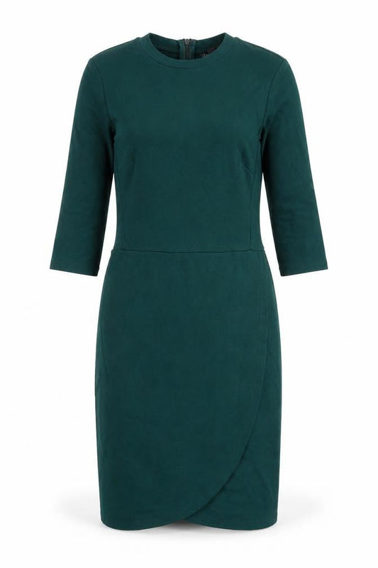 Topshop Womens Green Viscose Shift Size 8 Crew Neck Zip