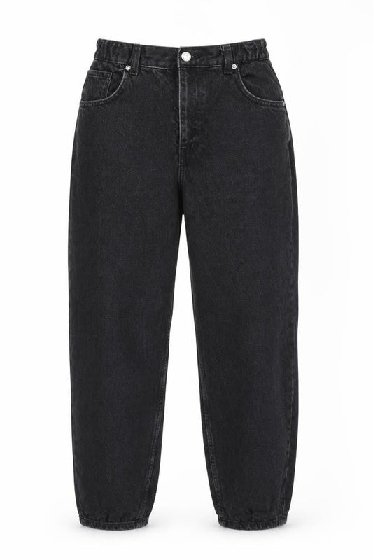 Bershka Womens Black Cotton Mom Jeans Size 26 in L26 in Regular Zip