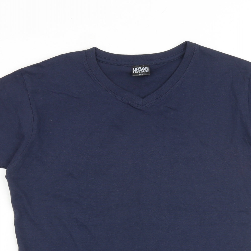Urban Heritage Womens Blue Cotton Basic Tank Size S V-Neck