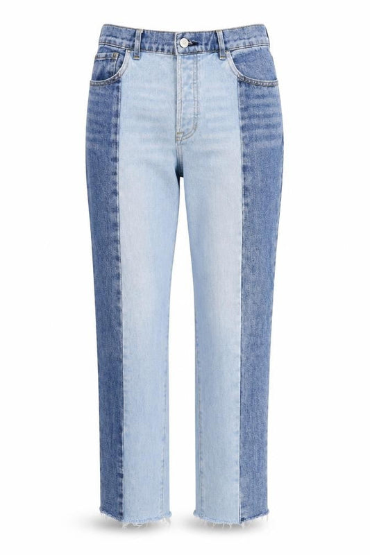 PacSun Womens Blue Cotton Straight Jeans Size 28 in L27 in Regular Zip - Raw Hem Patchwork Denim