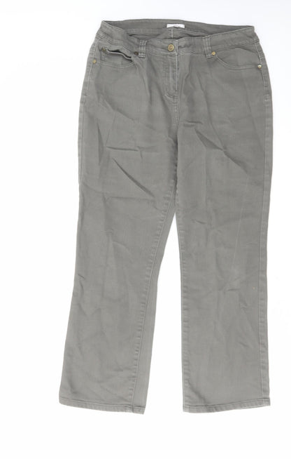 Country Casuals Womens Grey Cotton Straight Jeans Size 12 L27 in Regular Zip