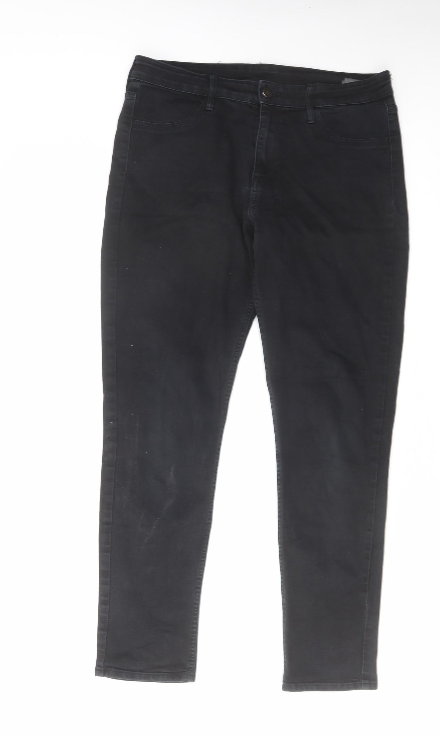 H&M Mens Black Cotton Straight Jeans Size 32 in L29 in Regular Zip