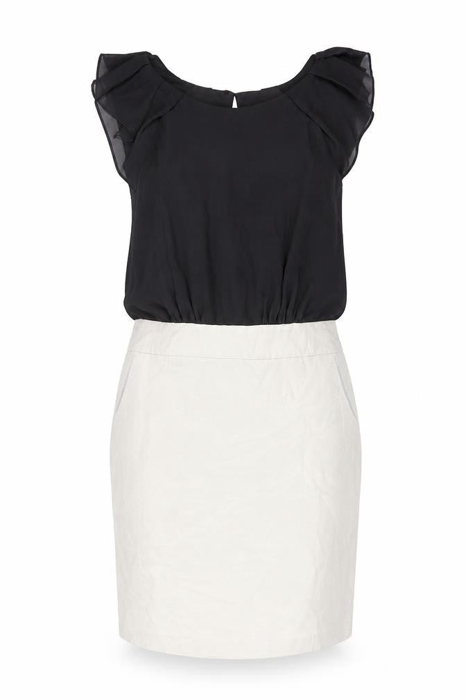 NEXT Womens Black Colourblock Polyester A-Line Size 8 Boat Neck Zip
