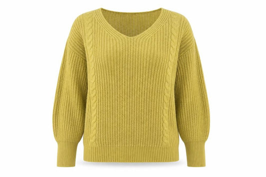 Boohoo Womens Green V-Neck Acrylic Pullover Jumper Size S