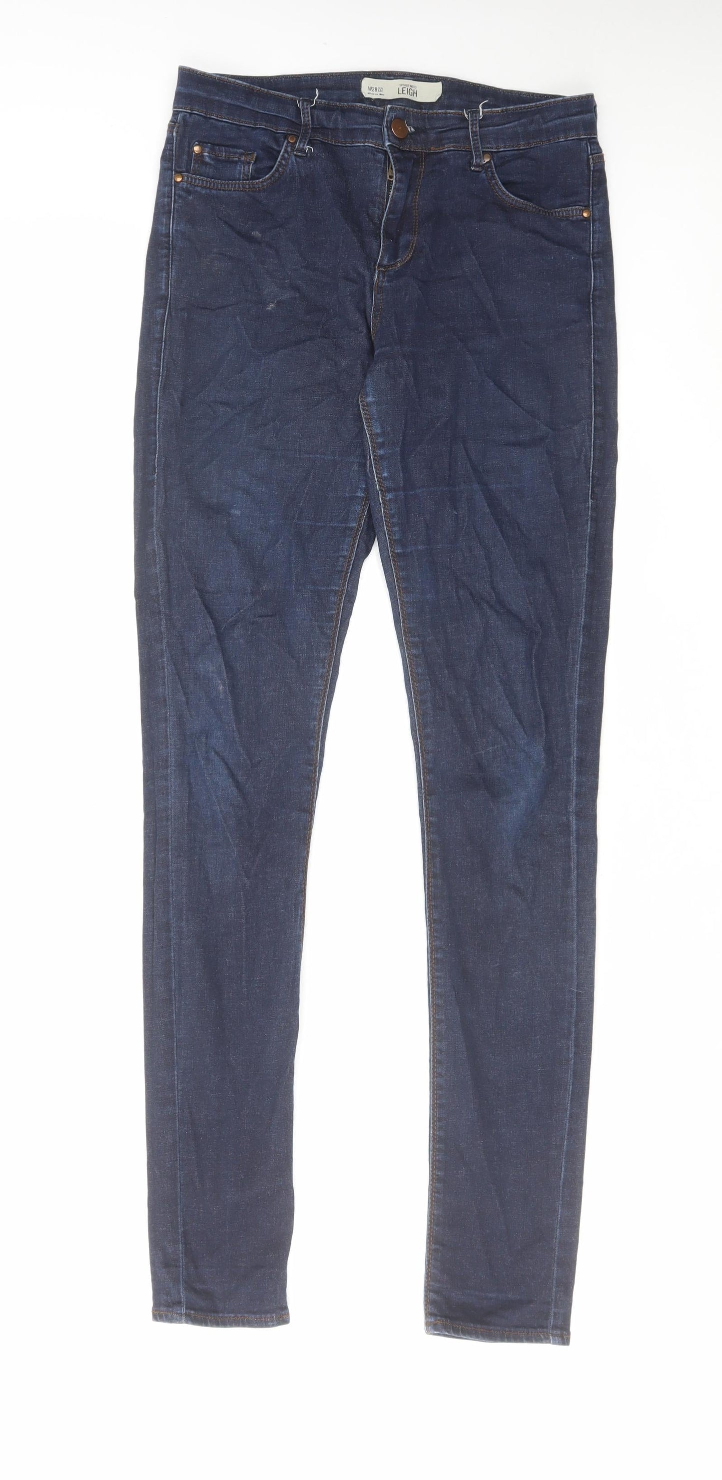 Topshop Womens Blue Cotton Skinny Jeans Size 28 in L34 in Regular Zip