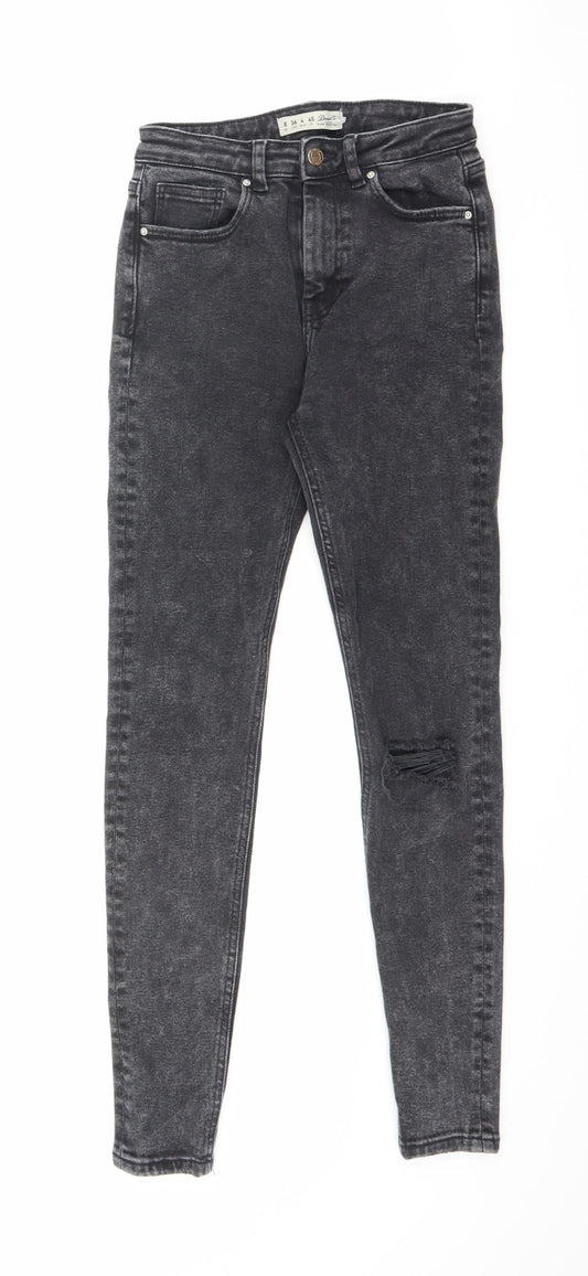Denim & Co. Womens Black Cotton Skinny Jeans Size 8 L28 in Regular Zip