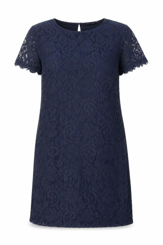 Dorothy Perkins Womens Blue Floral Nylon Shift Size 16 Boat Neck Zip