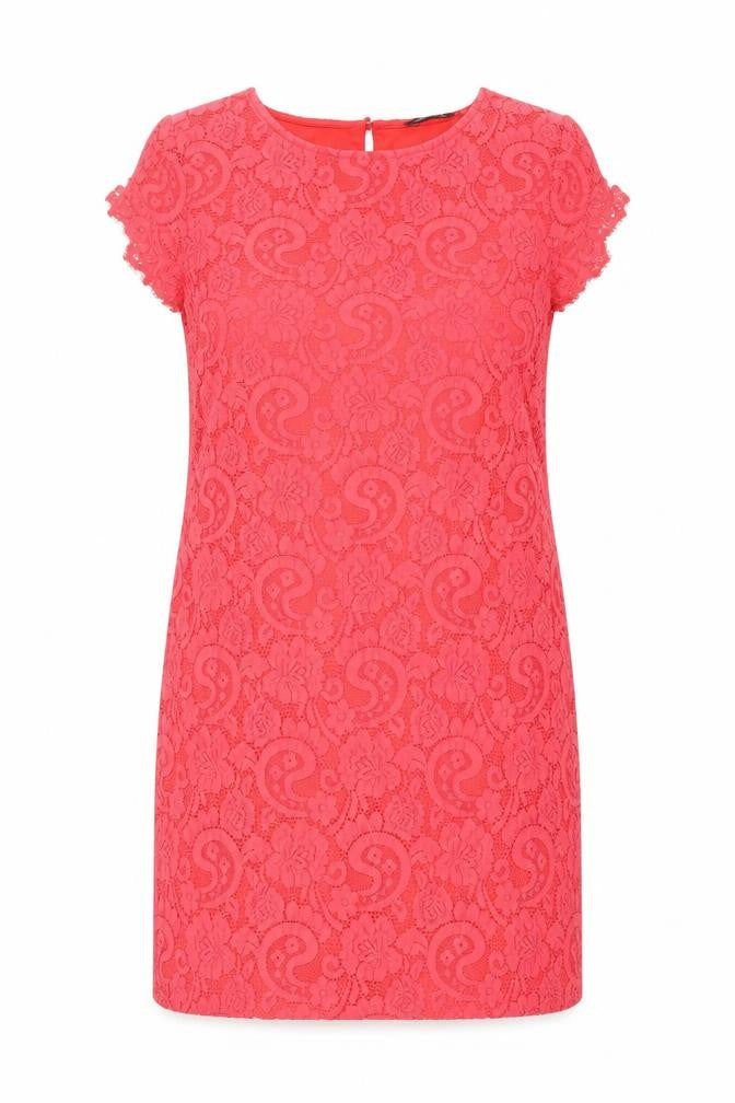 Dorothy Perkins Womens Orange Geometric Nylon Shift Size 16 Boat Neck Button