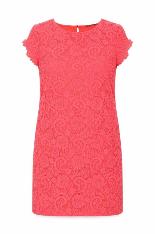 Dorothy Perkins Womens Orange Geometric Nylon Shift Size 16 Boat Neck Button
